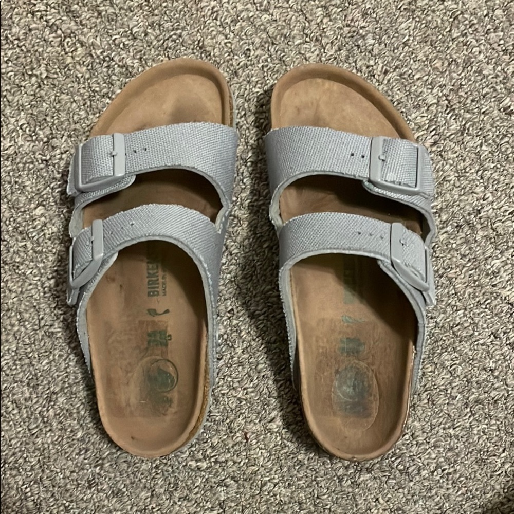 Birkenstock Gray Sandals with Adjustable Straps and Cork Footbed